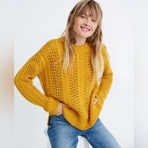 Madewell Windemere Pointelle Pullover Sweater in Golden Sunset Size XXS